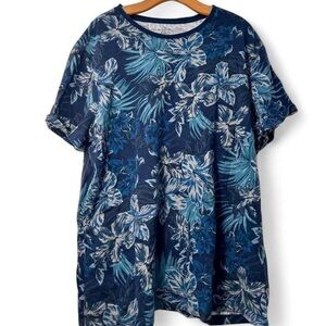 Blue Hawaiian floral short sleeve t-shirt